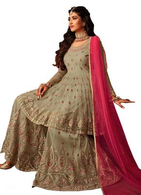 Green Beads Net Salwar 1