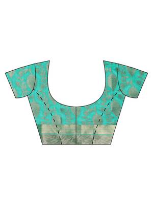 Green woven art silk saree with blouse 3