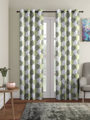 green Polyester Plain Printed Door Curtains for Bedroom, Kitchen, Kids or Living Room 1