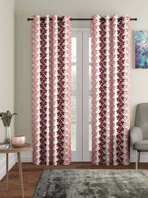 maroon Polyester Plain Printed Door Curtains for Bedroom, Kitchen, Kids or Living Room 1
