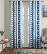 blue Polyester Plain Printed Door Curtains for Bedroom, Kitchen, Kids or Living Room