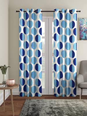 blue Polyester Plain Printed Door Curtains for Bedroom, Kitchen, Kids or Living Room 1