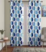 blue Polyester Plain Printed Door Curtains for Bedroom, Kitchen, Kids or Living Room
