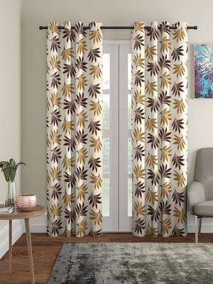brown Polyester Plain Printed Door Curtains for Bedroom, Kitchen, Kids or Living Room 1