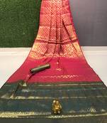 pink Chennai kanjivaram silk Saree With Attached Blouse