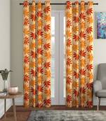 orange Polyester Plain Printed Door Curtains for Bedroom, Kitchen, Kids or Living Room