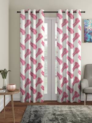 pink Polyester Plain Printed Door Curtains for Bedroom, Kitchen, Kids or Living Room 1