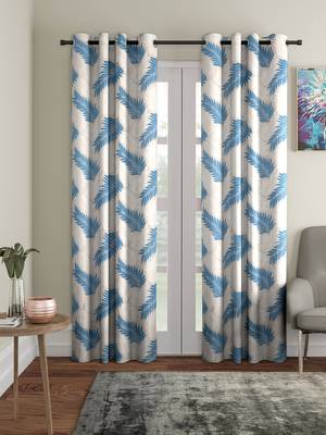 blue Polyester Plain Printed Door Curtains for Bedroom, Kitchen, Kids or Living Room 1
