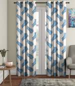blue Polyester Plain Printed Door Curtains for Bedroom, Kitchen, Kids or Living Room