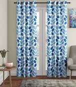 blue Polyester Plain Printed Door Curtains for Bedroom, Kitchen, Kids or Living Room
