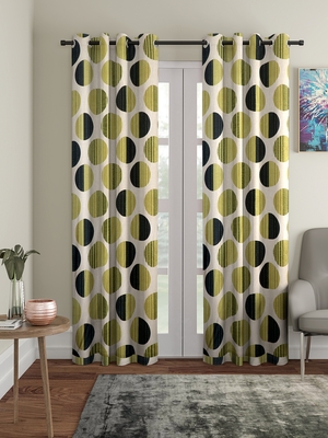 Green Polyester Plain Printed Door Curtains For Bedroom Kitchen