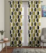 green Polyester Plain Printed Door Curtains for Bedroom, Kitchen, Kids or Living Room