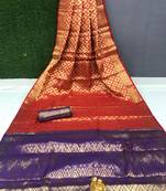 orange Chennai kanjivaram silk Saree With Attached Blouse