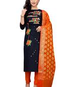 black embroidered unstitched salwar with dupatta