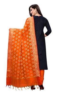 black embroidered unstitched salwar with dupatta 2