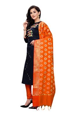 black embroidered unstitched salwar with dupatta 3