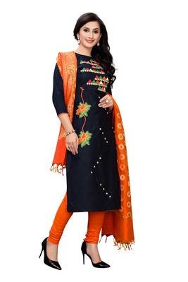 black embroidered unstitched salwar with dupatta 4