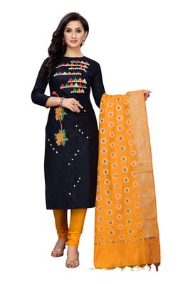 black embroidered unstitched salwar with dupatta 1