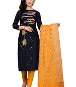 black embroidered unstitched salwar with dupatta