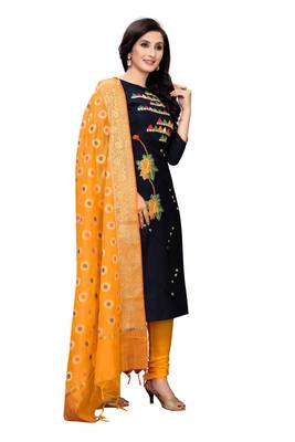 black embroidered unstitched salwar with dupatta 4