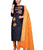 black embroidered unstitched salwar with dupatta