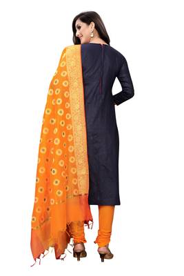 black embroidered unstitched salwar with dupatta 2