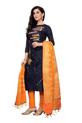 black embroidered unstitched salwar with dupatta 3