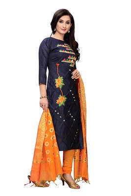 black embroidered unstitched salwar with dupatta 4