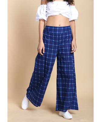 blue printed cotton palazzo 1