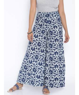 blue printed cotton palazzo 1