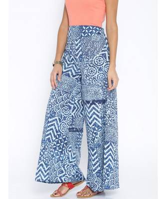 blue printed cotton palazzo 2