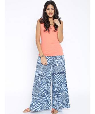 blue printed cotton palazzo 4