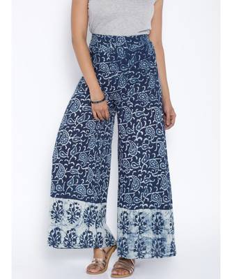 blue printed cotton palazzo 1