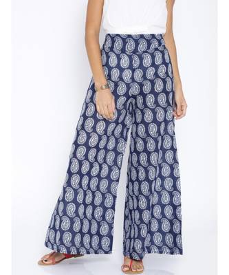 blue printed cotton palazzo 1