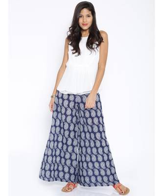 blue printed cotton palazzo 4