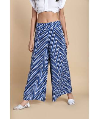 blue printed cotton palazzo 1