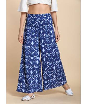 blue printed cotton palazzo 1