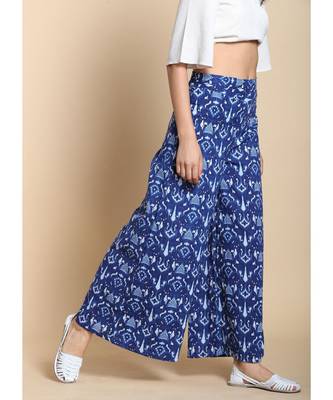 blue printed cotton palazzo 3
