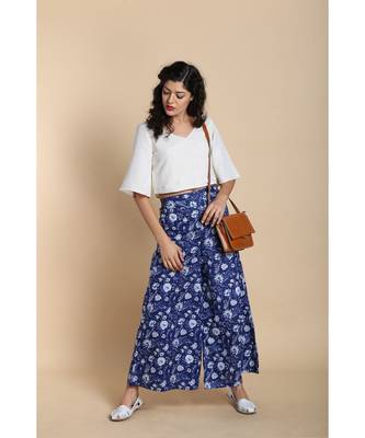 blue printed cotton palazzo 2