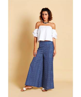 blue printed cotton palazzo 1