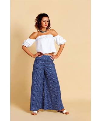 blue printed cotton palazzo 2