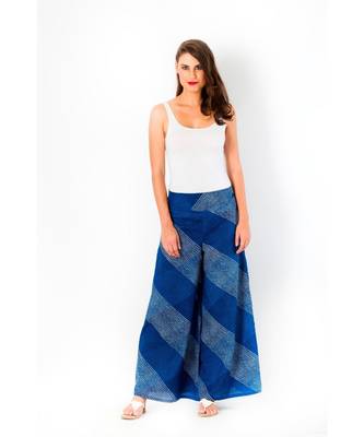blue printed cotton palazzo 1