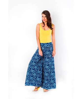 blue printed cotton palazzo 1