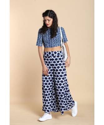 blue printed cotton palazzo 2