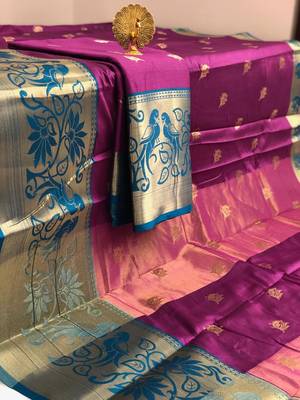 magenta Aura Butta Cotton silk Saree With Attached Blouse 1