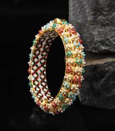 Multicolor Meenakari Gold Plated Brass Hand Made Jadau Kundan Meena Traditional Bangle For Women And Girls
