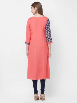 Peach plain rayon kurtas-and-kurtis 2