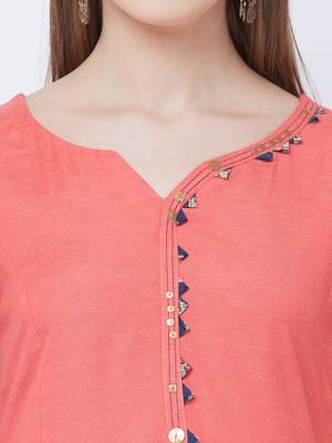 Peach plain rayon kurtas-and-kurtis 5