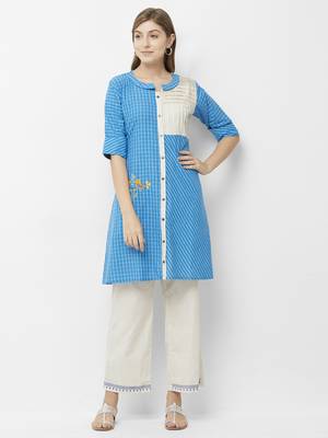 Blue printed cotton kurtas-and-kurtis 1