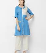 Blue printed cotton kurtas-and-kurtis
